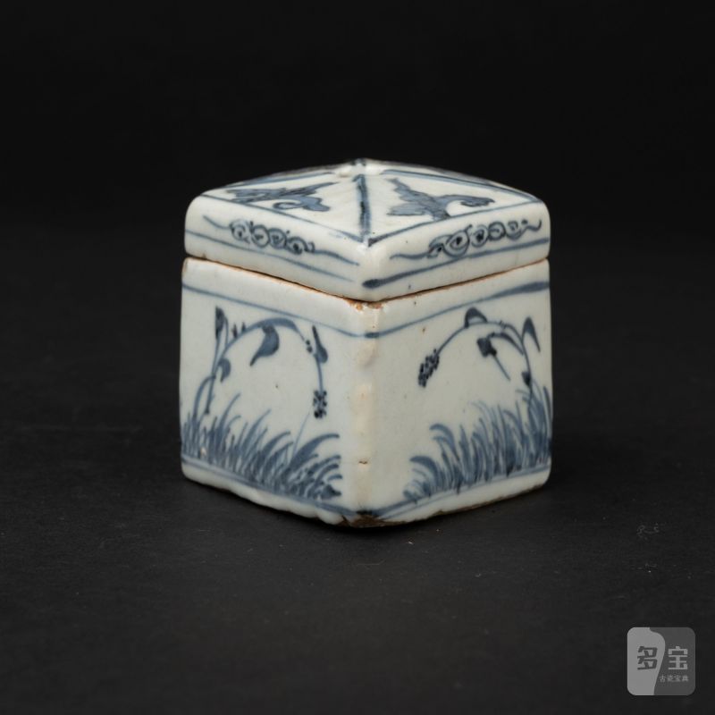    明 古染付菱形香合 - 图3